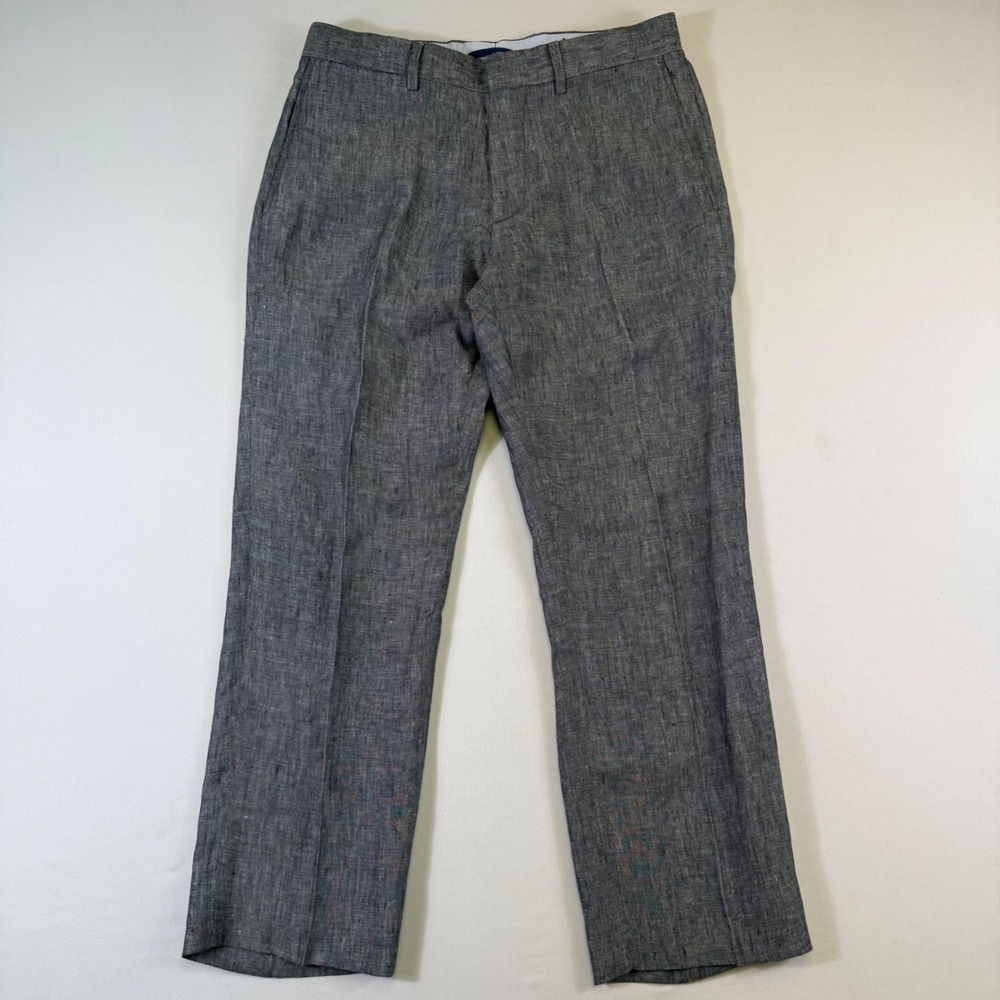 Banana Republic Dress Pants Mens 31x30 Fits 32x28 Grey 100% Linen Classic Fit